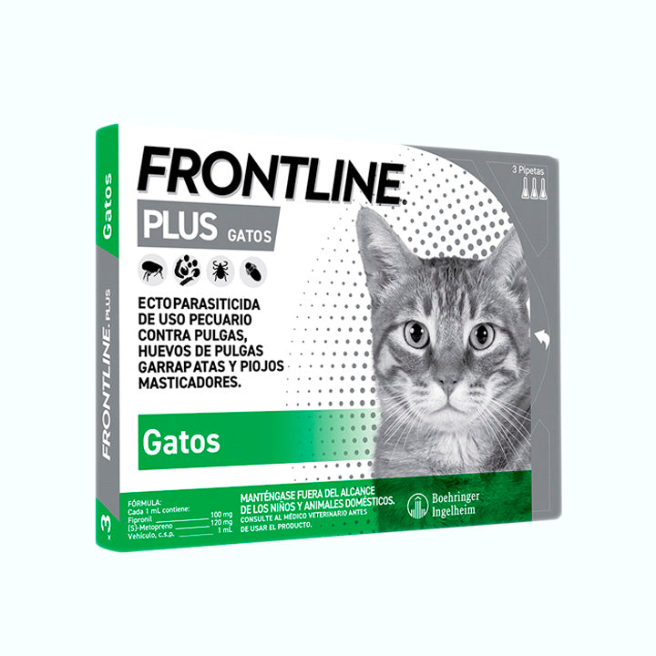 ANTIPULGAS FRONTLINE PLUS GATO 3 PIPETAS