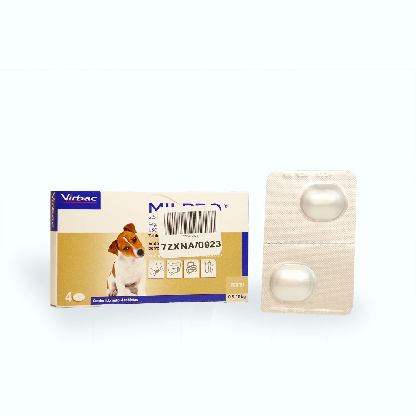 DESPARASITANTE INTERNO MILPRO PERROS CAJA 4 TABLETAS