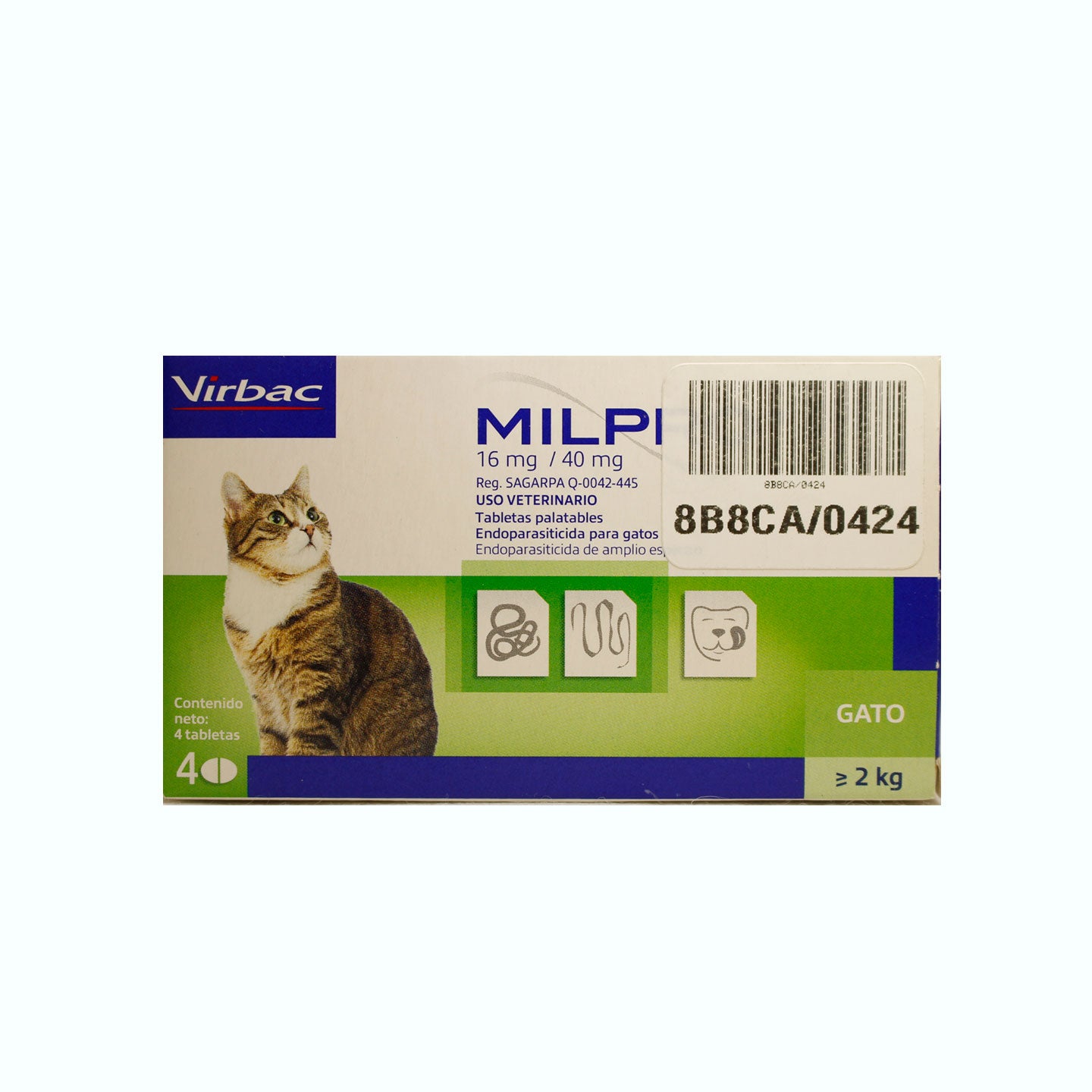DESPARASITANTE INTERNO MILPRO PARA GATO CAJA 4 TABLETAS