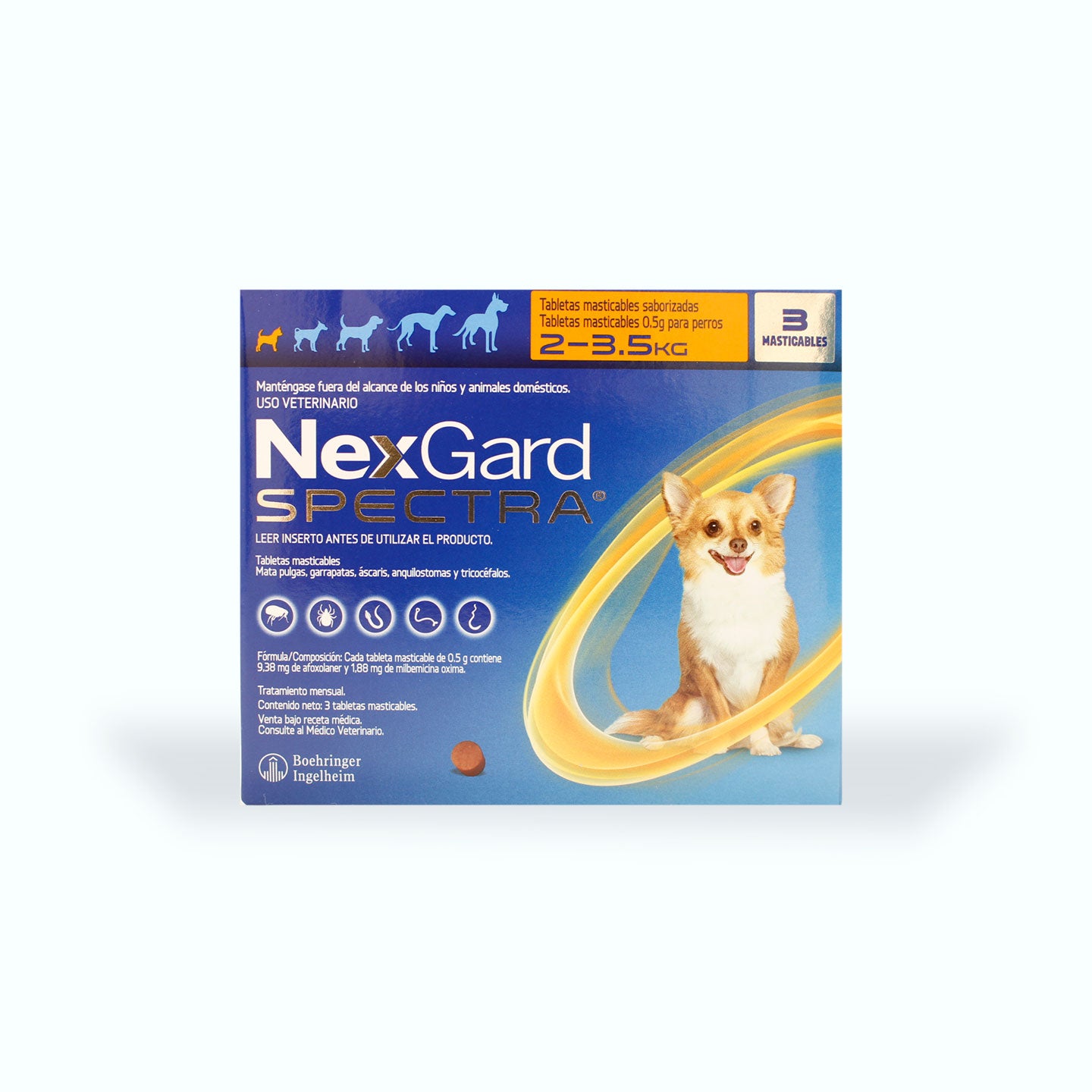 DESPARASITANTE INTERNO Y EXTERNO NEXGARD SPECTRA 3 TABLETAS PERRO