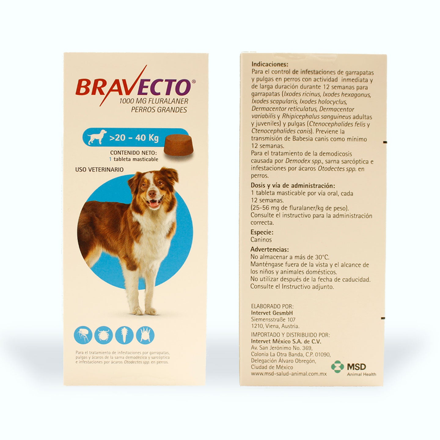 ANTIPULGAS BRAVECTO TABLETA PERRO