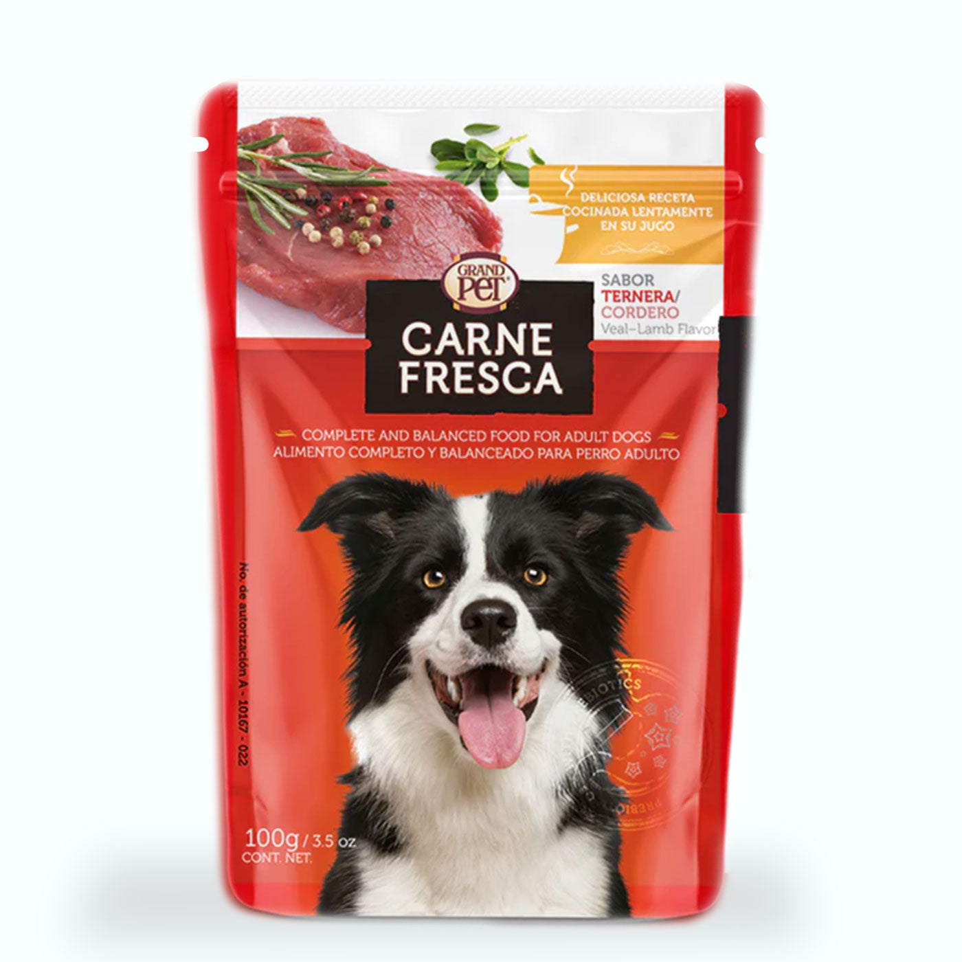 ALIMENTO HÚMEDO EN SOBRE CARNE FRESCA PARA PERRO 100 GR