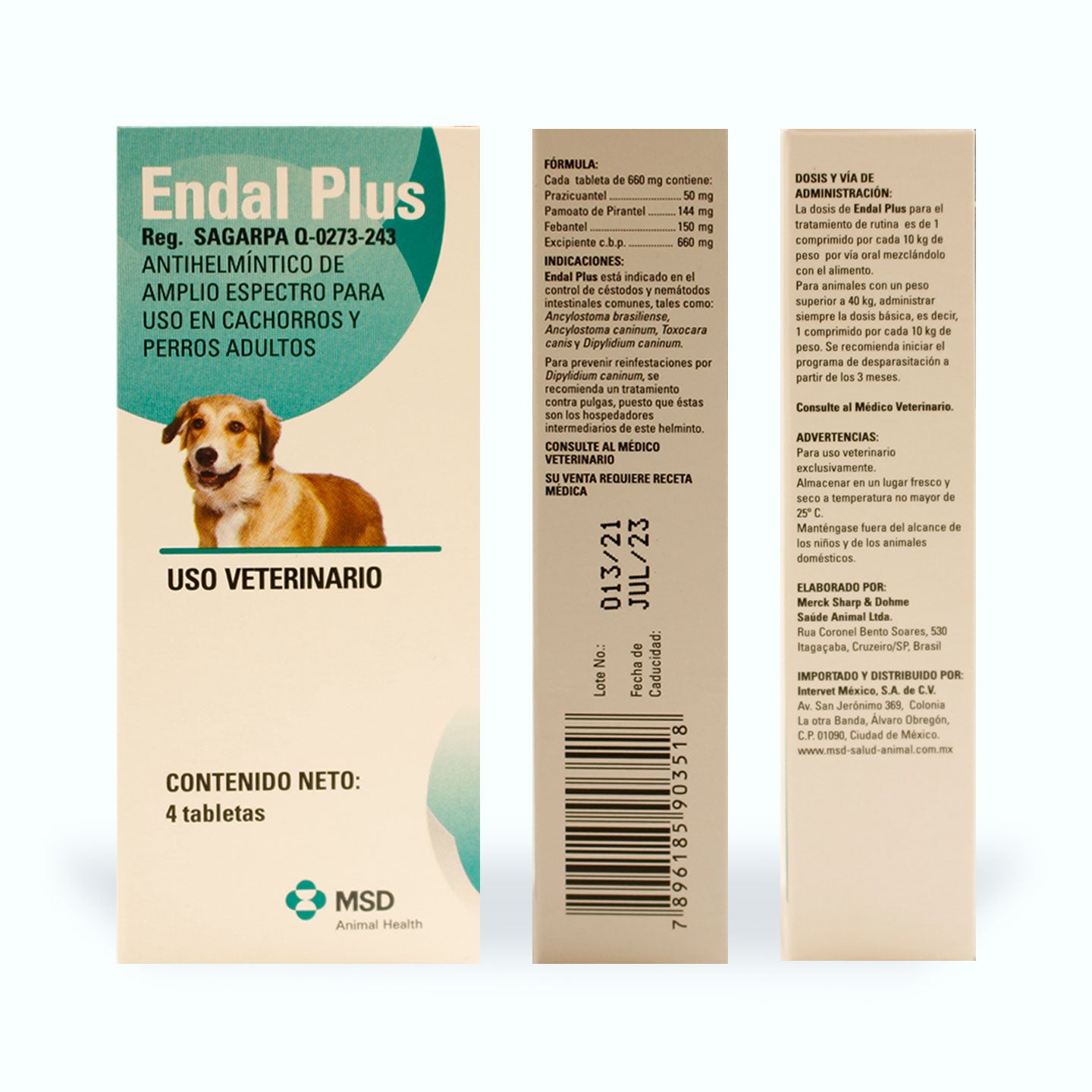 ENDOPARASITICIDA ENDAL PLUS 4 TAB