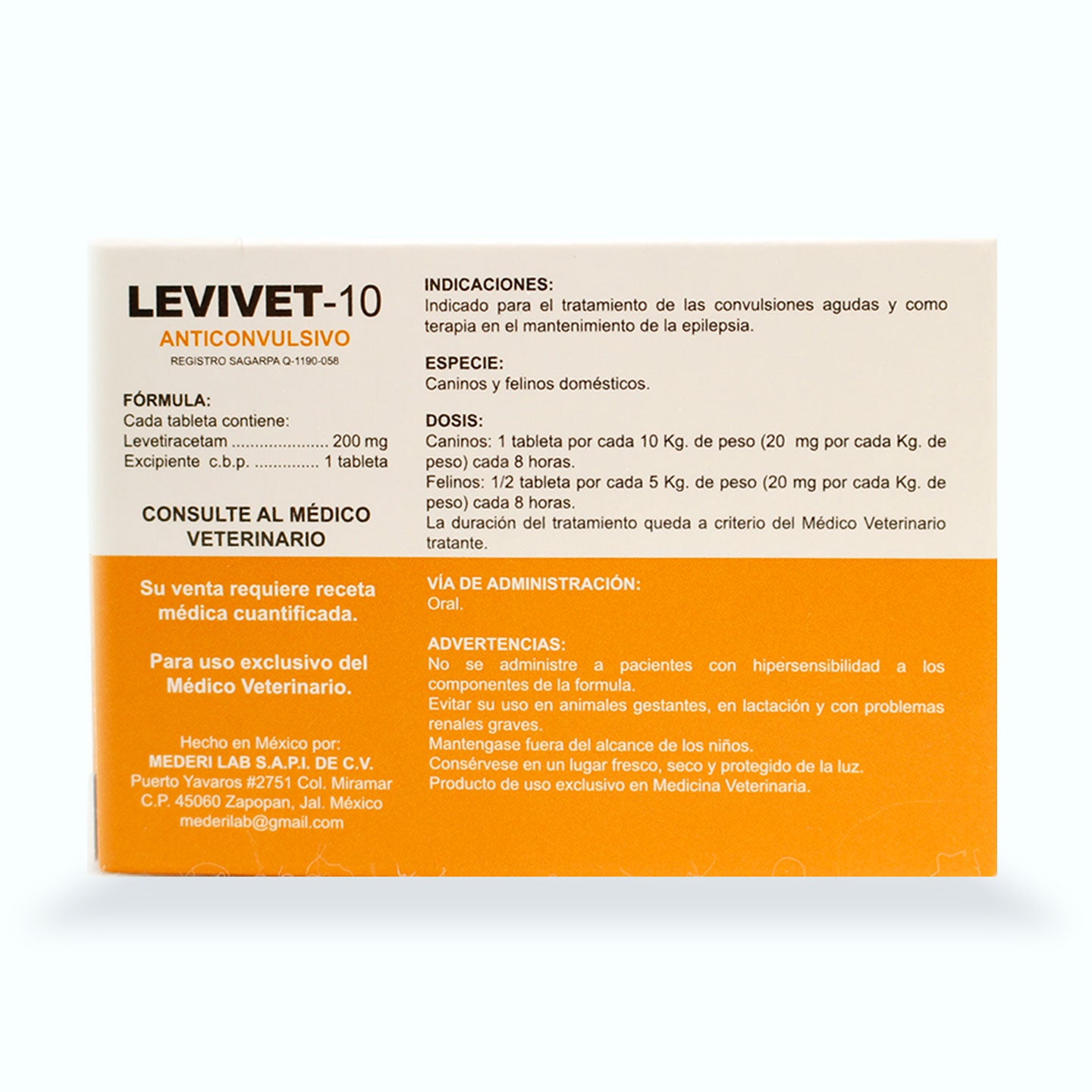 ANTICONVULSIVO LEVIVET CAJA 30 TABLETAS