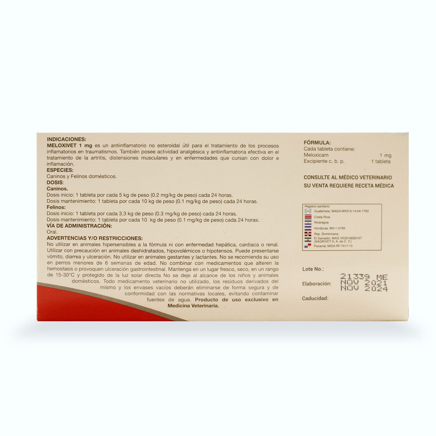 ANTIINFLAMATORIO NO ESTEROIDEO MELOXIVET 30 TABLETAS