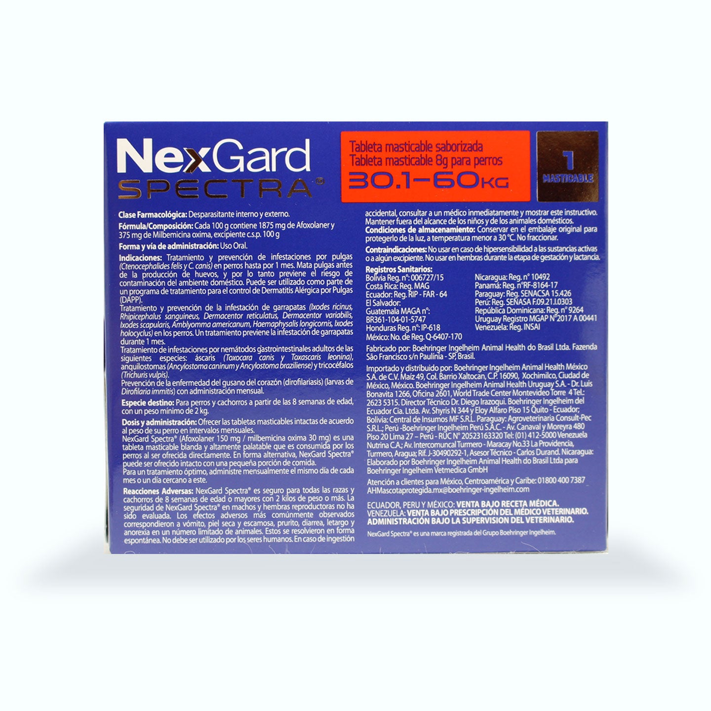 DESPARASITANTE INTERNO Y EXTERNO NEXGARD ESPECTRA 1 TABLETA PERRO