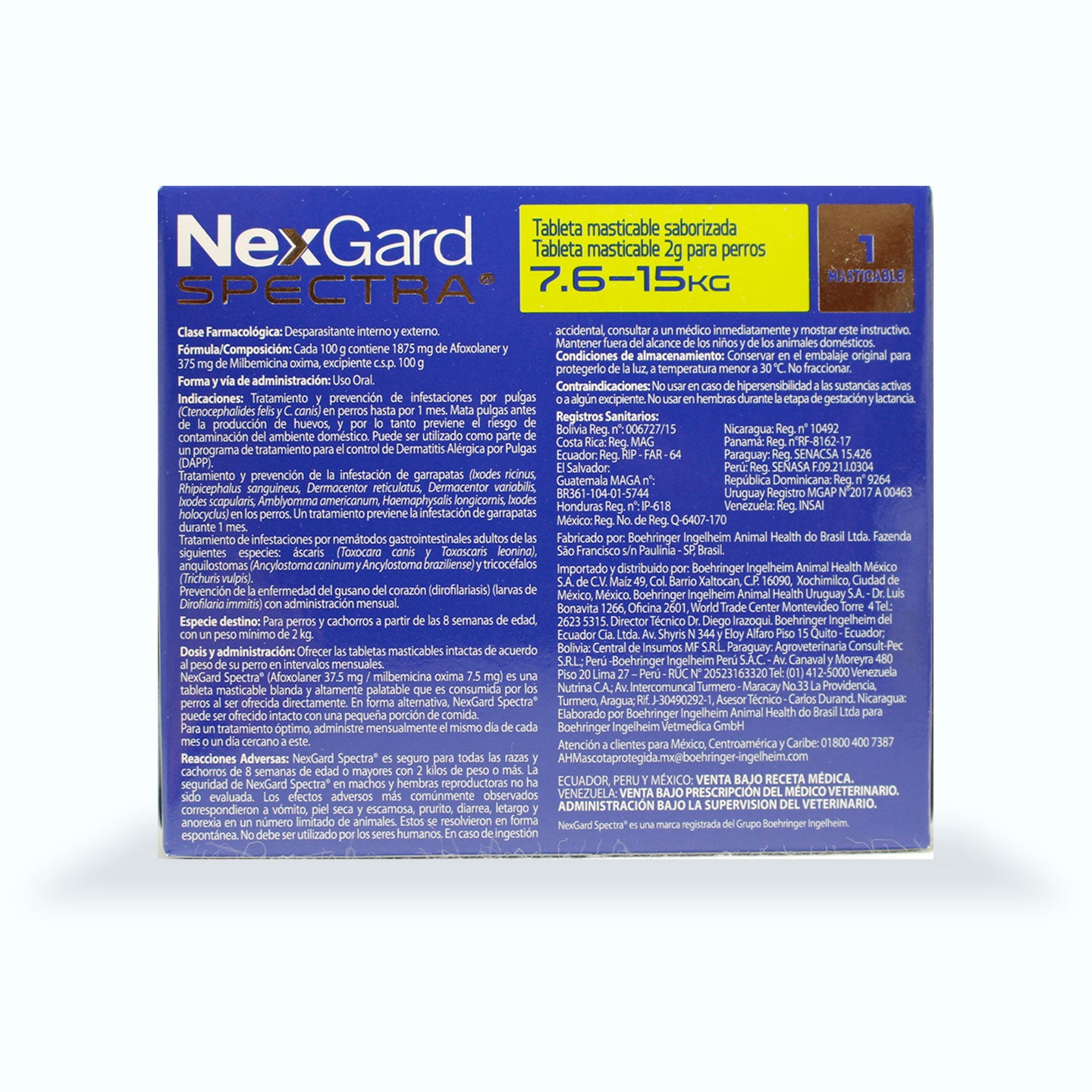 DESPARASITANTE INTERNO Y EXTERNO NEXGARD ESPECTRA 1 TABLETA PERRO