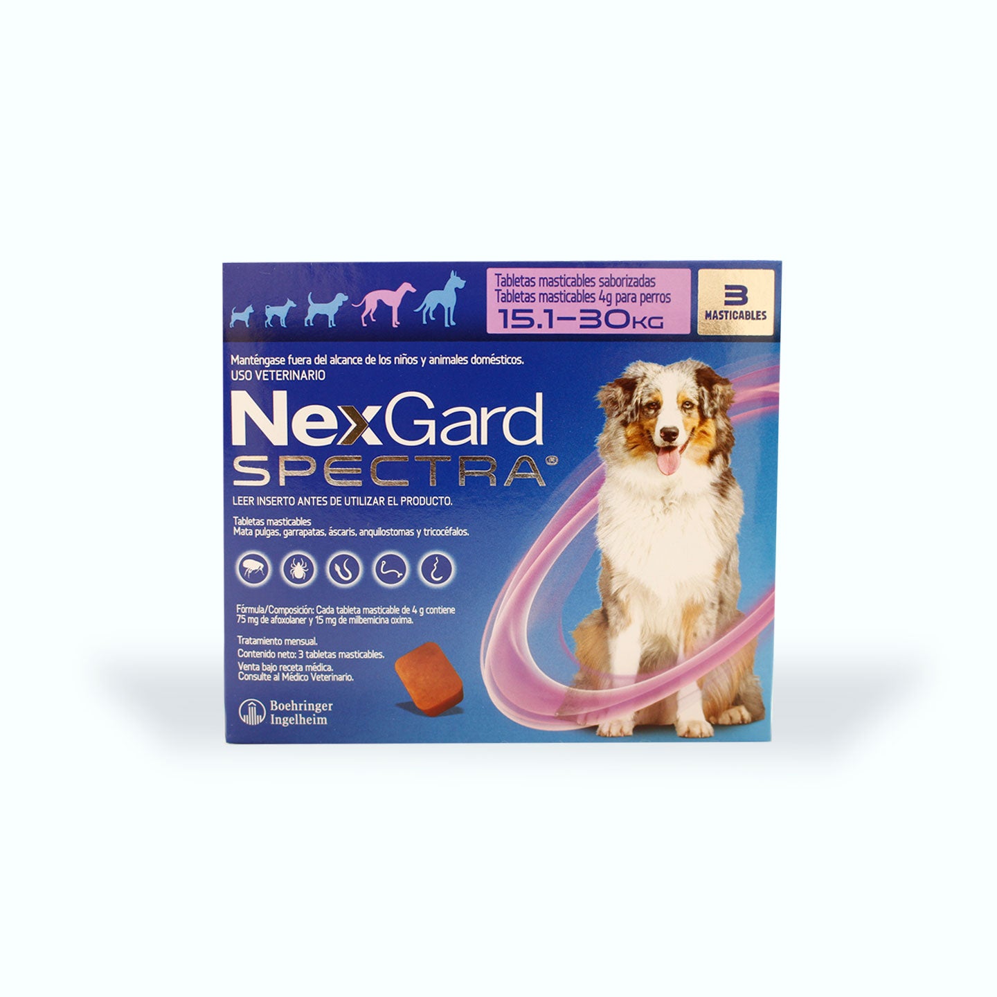 DESPARASITANTE INTERNO Y EXTERNO NEXGARD SPECTRA 3 TABLETAS PERRO