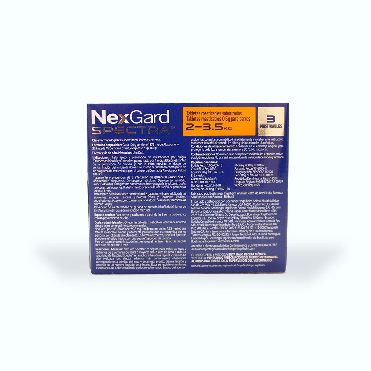 DESPARASITANTE INTERNO Y EXTERNO NEXGARD SPECTRA 3 TABLETAS PERRO