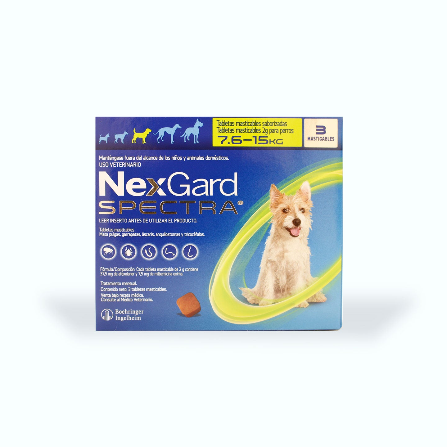 DESPARASITANTE INTERNO Y EXTERNO NEXGARD SPECTRA 3 TABLETAS PERRO