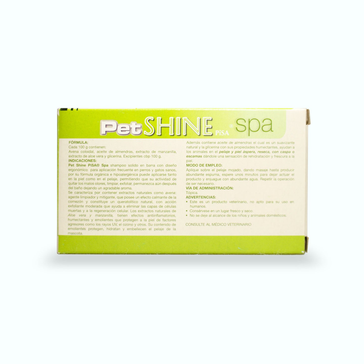 SHAMPOO DERMATOLOGICO PET SHINE PISA SPA BARRA JABÓN 100 G