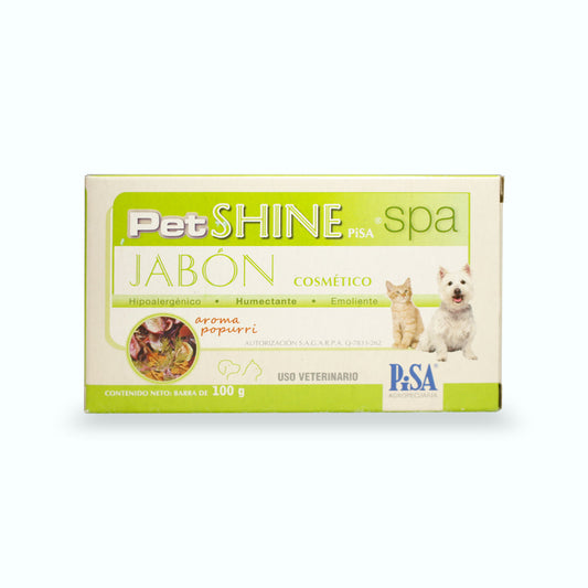 SHAMPOO DERMATOLOGICO PET SHINE PISA SPA BARRA JABÓN 100 G