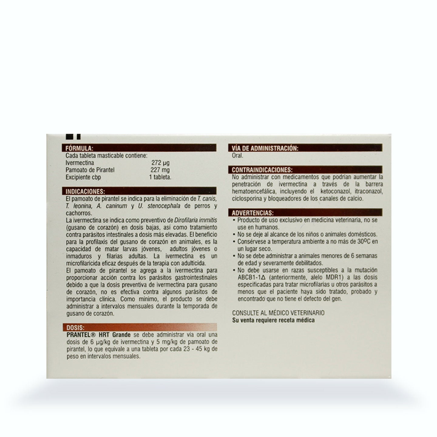 DESPARASITANTE INTERNO PRANTEL HRT C/ 6 VET