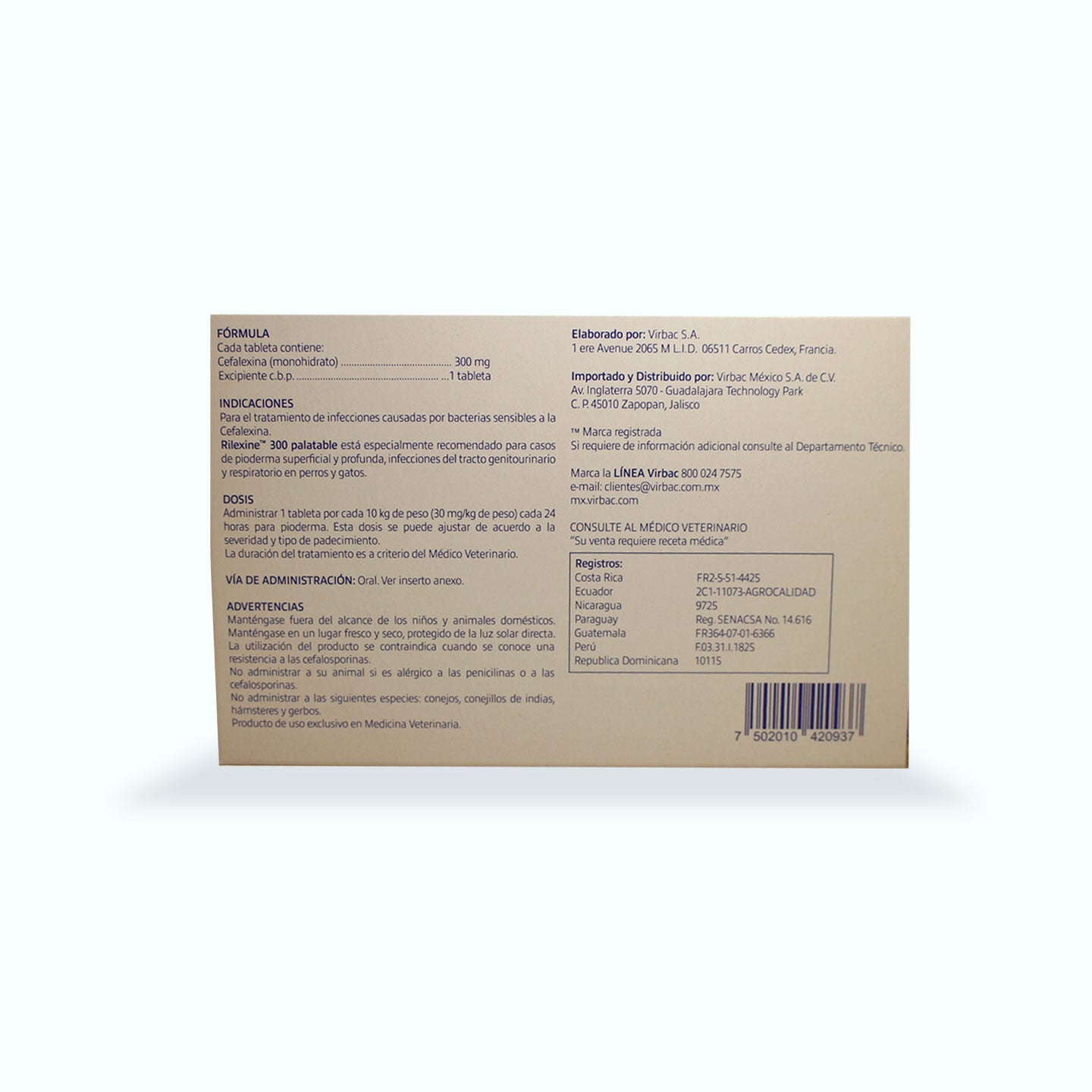 ANTIBIÓTICO RILEXINE PALATABLE CAJA 14 TABLETAS