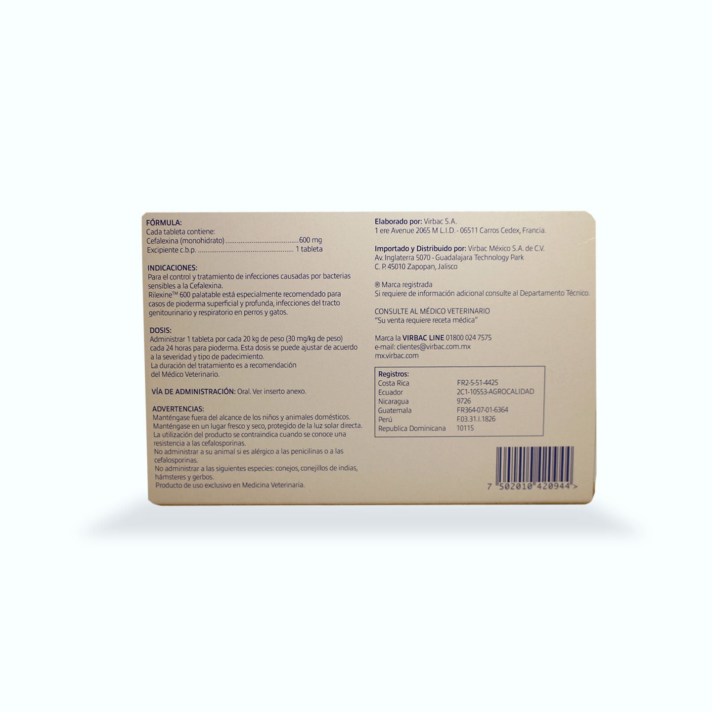 ANTIBIÓTICO RILEXINE PALATABLE CAJA 14 TABLETAS