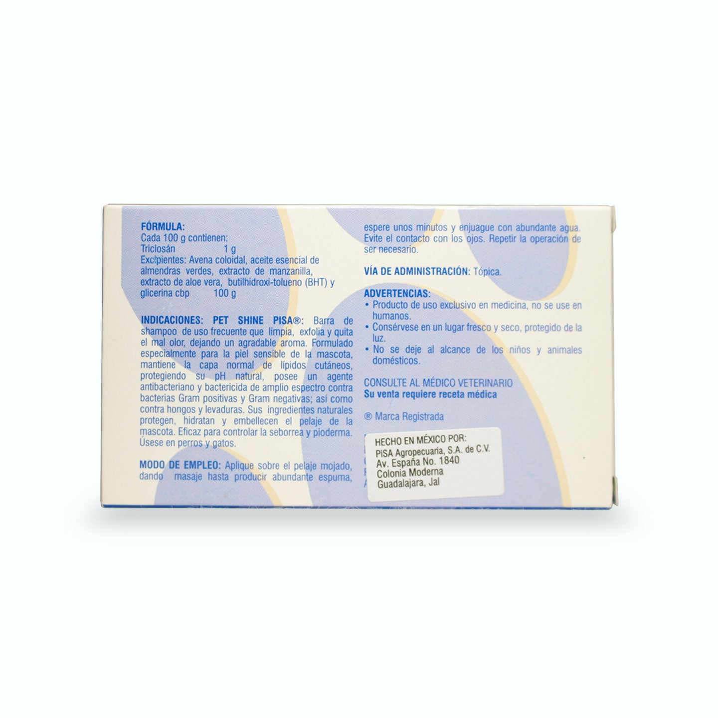 SHAMPOO DERMATOLÓGICO PET SHINE PISA BARRA 100 G