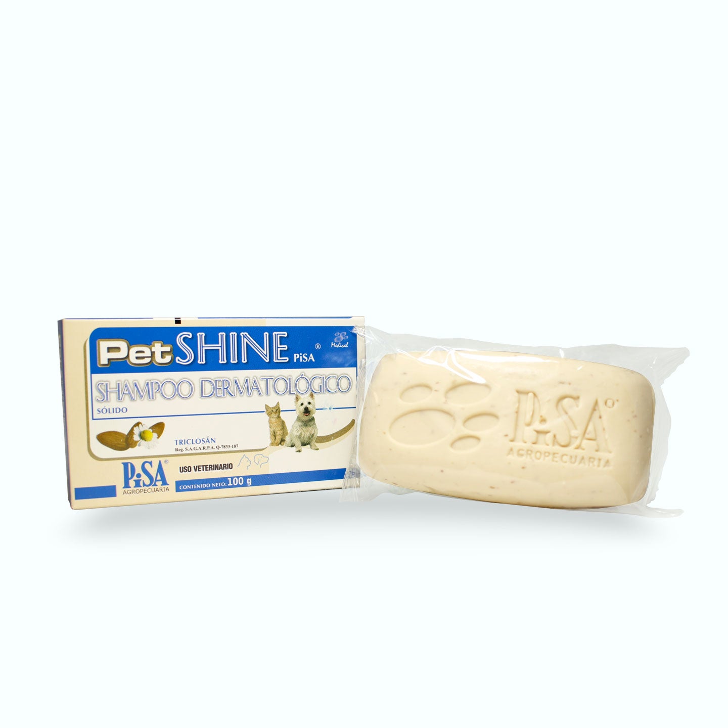 SHAMPOO DERMATOLÓGICO PET SHINE PISA BARRA 100 G
